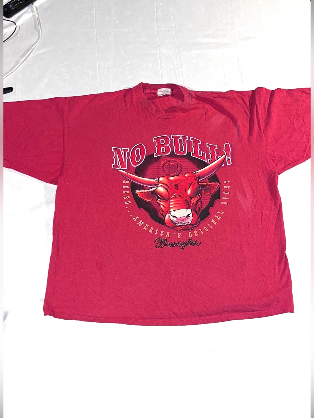 Vintage Wrangler No Bull Rodeo T Shirt XXL Red Western Cowboy Graphic Tee Y2K